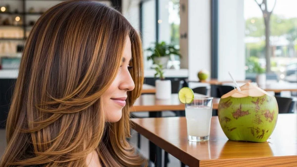 Agua de coco pode ser uma aliada natural para conquistar cabelos mais brilhantes