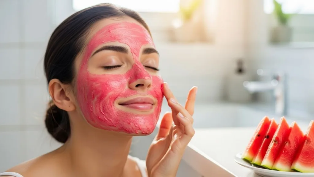 Mascara de melancia para acalmar pele pos sol