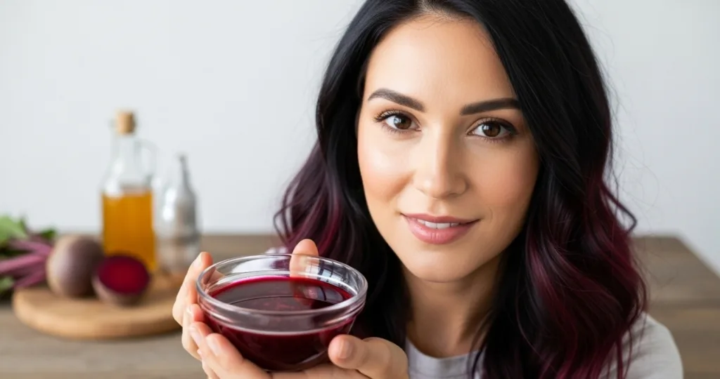 Mistura de beterraba com vinagre realça a cor dos cabelos de forma natural e sem química Beterraba com vinagre para cor mais viva dos cabelos