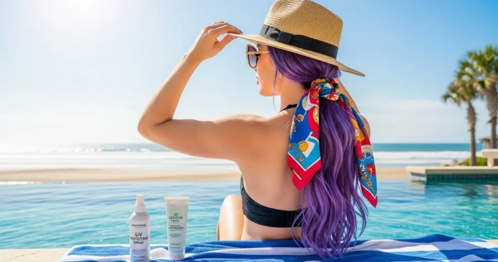 Como proteger cabelo colorido do sol no verao praia e piscina