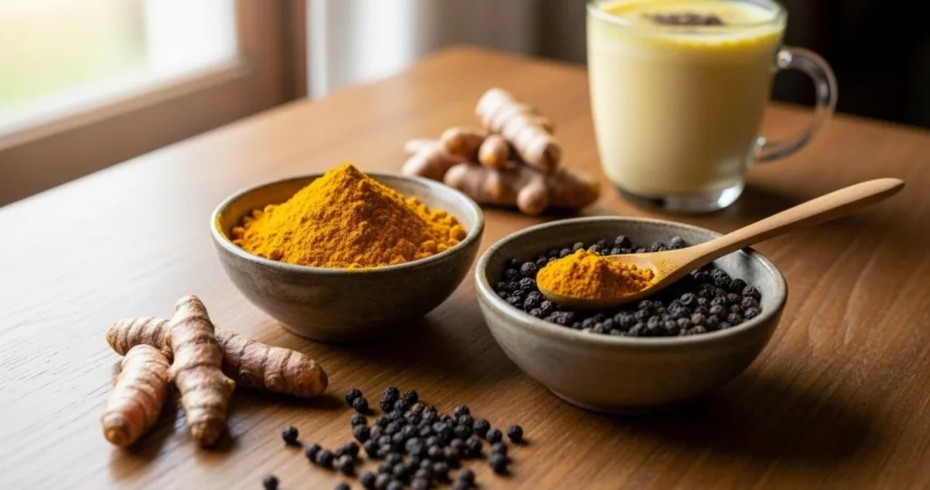 Curcuma com pimenta preta combo para disposicao e imunidade