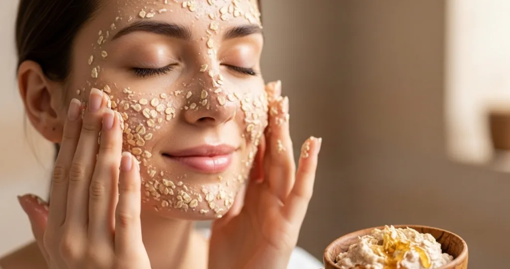 Esfoliante suave com aveia e mel para a pele
