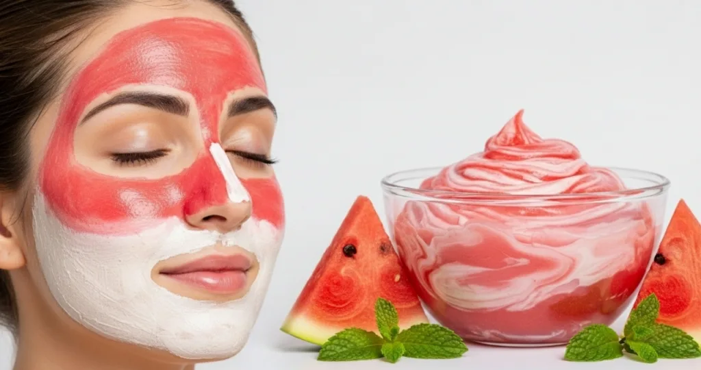Mascara de melancia para refrescar o rosto