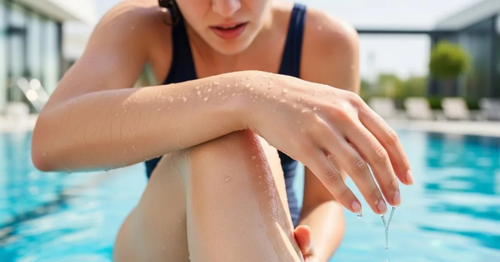 O efeito do cloro da piscina na pele