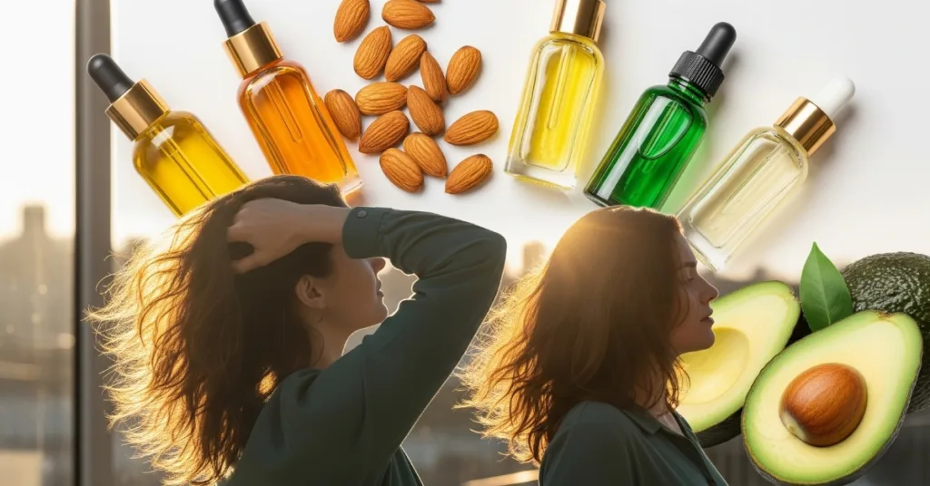 Oleos capilares com vitamina E para pontas secas