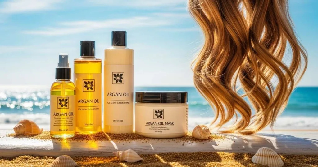 Oleos de argan para cabelos brilhantes no verao