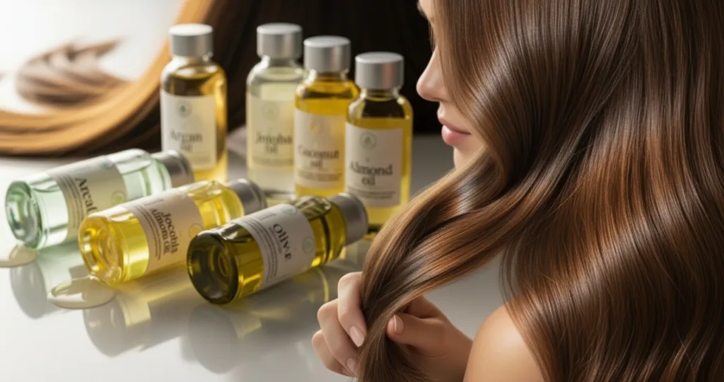 Oleos vegetais com efeito gloss para os fios