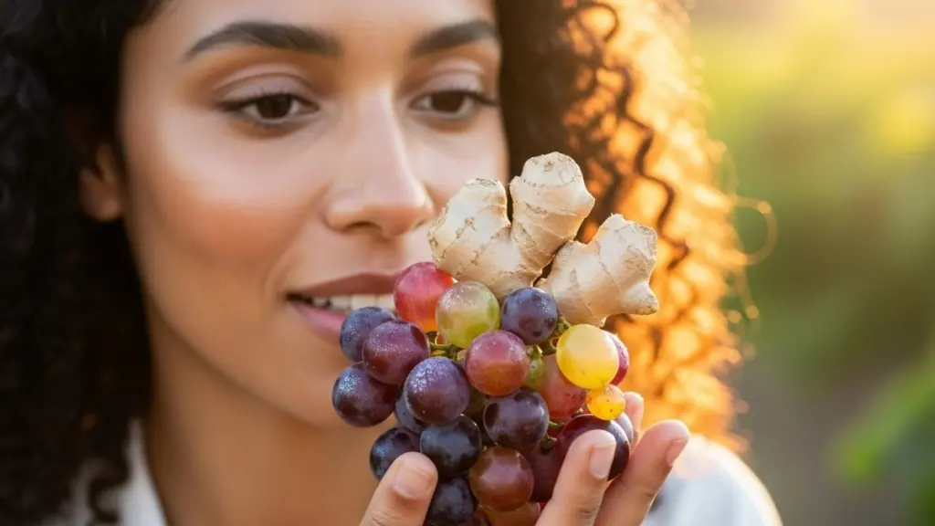 Uva roxa e gengibre, o shot turbinado que acelera seu metabolismo e protege o coração Uva roxa com gengibre para energia antioxidante
